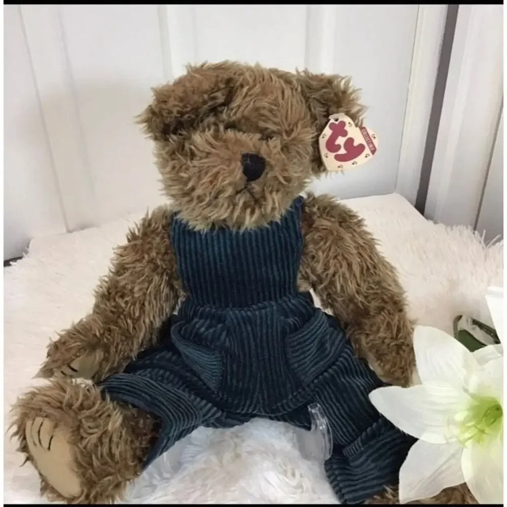 Ty Attic Treasures Grover Bear,1993 version scruffy brown fur blue  overalls